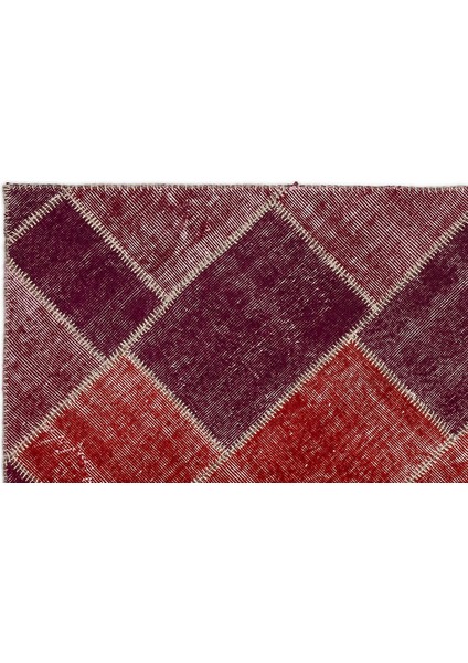 Teselya Kırmızı Patchwork Etnik Modern Desenli Yün Hav Toz Vermez Leke Tutmayan Salon Yolluk Mutfak El Dokuma Halı fiyatları
