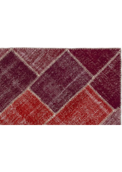 Teselya Kırmızı Patchwork Etnik Modern Desenli Yün Hav Toz Vermez Leke Tutmayan Salon Yolluk Mutfak El Dokuma Halı modelleri