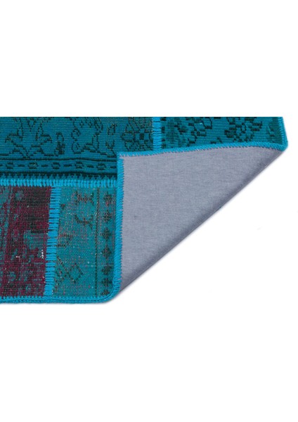 Iskece Turkuaz Eskitme Etnik Modern Desenli Yün Hav Toz Vermez Leke Tutmayan Salon Yolluk Mutfak El Dokuma Halı fiyatları