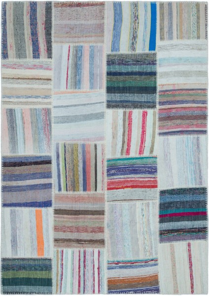 Iskece Bej Patchwork Yün Modern Desenli Yün Hav Toz Vermez Leke Tutmayan Salon Yolluk Mutfak El Dokuma Halı
