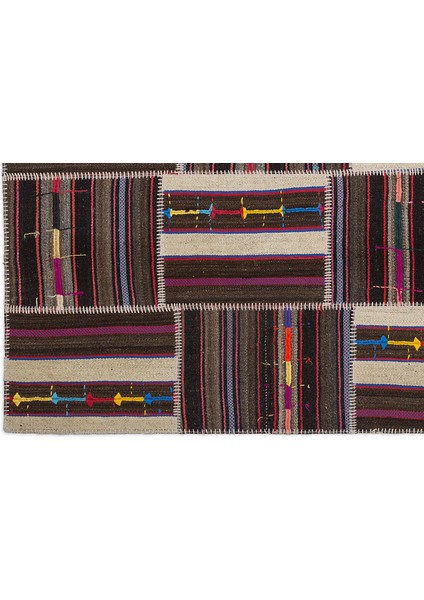 Teselya Bej Çizgili Etnik Modern Desenli Yün Hav Toz Vermez Leke Tutmayan Salon Yolluk Mutfak El Dokuma Halı fırsatları