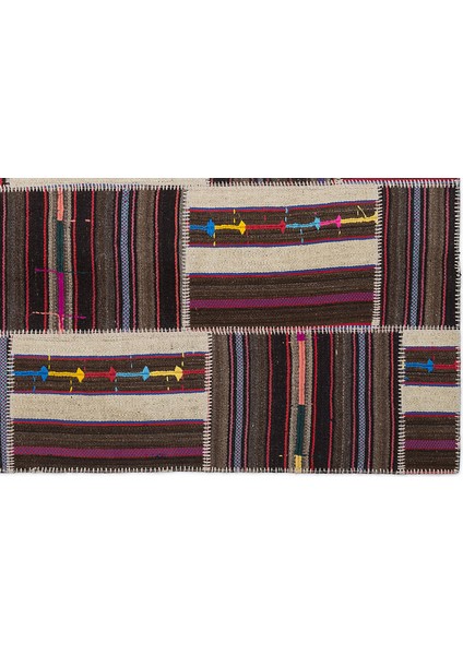 Teselya Bej Çizgili Etnik Modern Desenli Yün Hav Toz Vermez Leke Tutmayan Salon Yolluk Mutfak El Dokuma Halı indirimleri