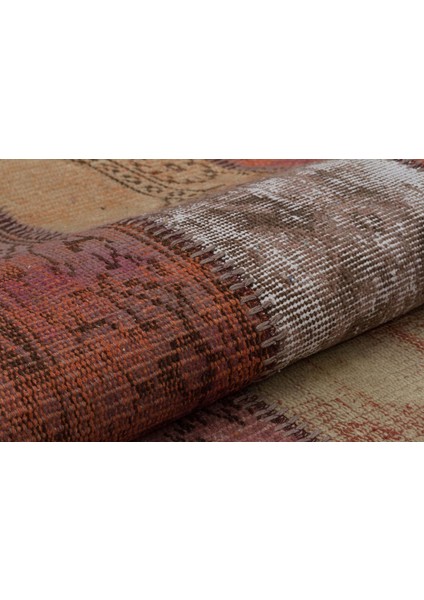 Kahverengi Patchwork Etnik Modern Desenli Yün Hav Toz Vermez Leke Tutmayan Salon Yolluk Mutfak El Dokuma Halı modelleri