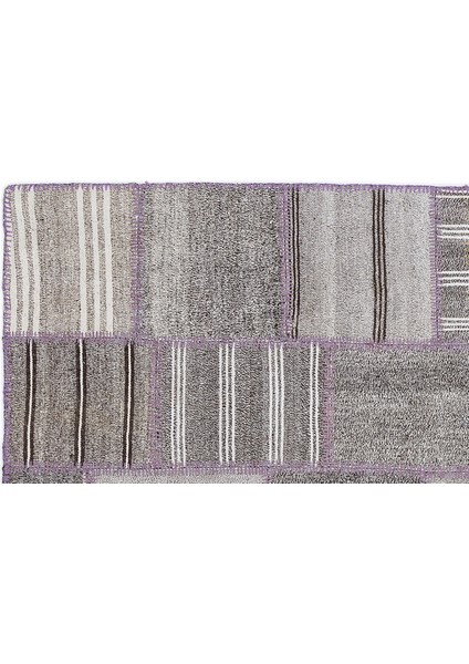 Teselya Gri Çizgili Etnik Modern Desenli Yün Hav Toz Vermez Leke Tutmayan Salon Yolluk Mutfak El Dokuma Halı fiyatları