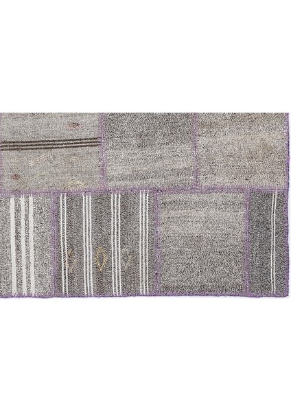 Teselya Gri Çizgili Etnik Modern Desenli Yün Hav Toz Vermez Leke Tutmayan Salon Yolluk Mutfak El Dokuma Halı indirimleri