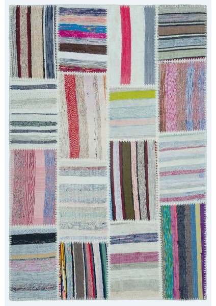 Teselya Bej Çizgili Etnik Modern Desenli Yün Hav Toz Vermez Leke Tutmayan Salon Yolluk Mutfak El Dokuma Halı