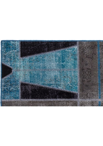 Turkuaz Patchwork Etnik Modern Desenli Yün Hav Toz Vermez Leke Tutmayan Salon Yolluk Mutfak El Dokuma Halı fiyatları