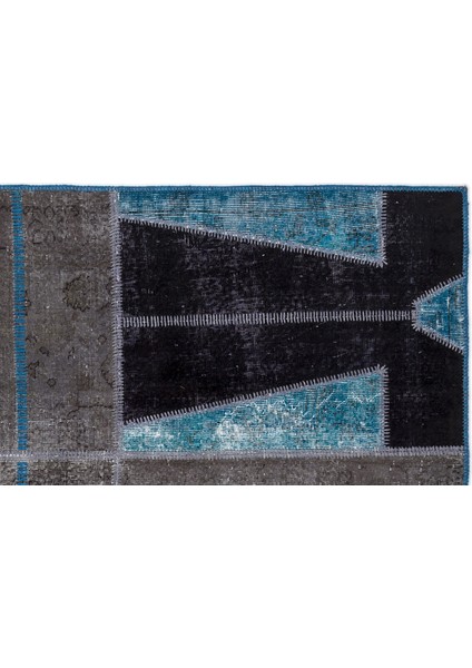 Turkuaz Patchwork Etnik Modern Desenli Yün Hav Toz Vermez Leke Tutmayan Salon Yolluk Mutfak El Dokuma Halı modelleri