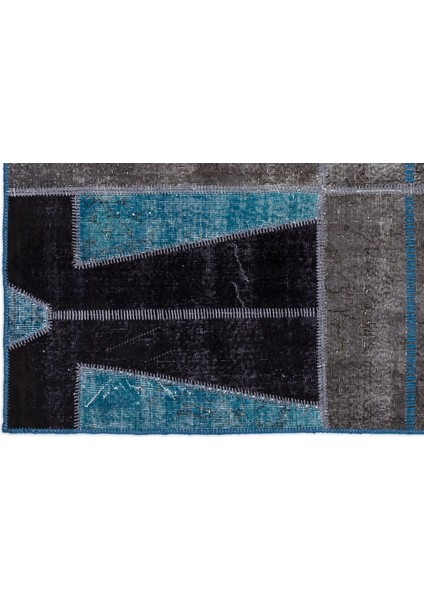 Turkuaz Patchwork Etnik Modern Desenli Yün Hav Toz Vermez Leke Tutmayan Salon Yolluk Mutfak El Dokuma Halı fırsatları