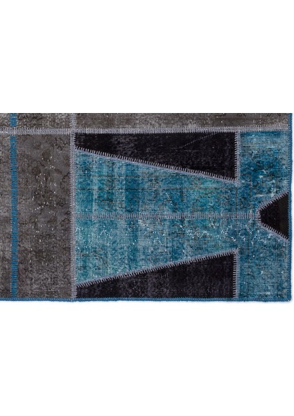 Turkuaz Patchwork Etnik Modern Desenli Yün Hav Toz Vermez Leke Tutmayan Salon Yolluk Mutfak El Dokuma Halı indirimleri