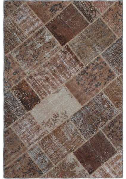 Iskece Kahverengi Eskitme Etnik Modern Desenli Yün Hav Toz Vermez Leke Tutmayan Salon Yolluk Mutfak El Dokuma Halı