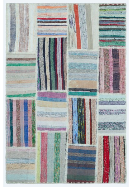 Teselya Bej Çizgili Etnik Modern Desenli Yün Hav Toz Vermez Leke Tutmayan Salon Yolluk Mutfak El Dokuma Halı