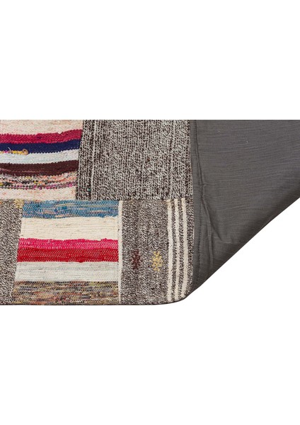 Bej Patchwork Etnik Modern Desenli Yün Hav Toz Vermez Leke Tutmayan Salon Yolluk Mutfak El Dokuma Halı modelleri