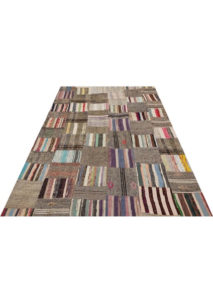 Bej Patchwork Etnik Modern Desenli Yün Hav Toz Vermez Leke Tutmayan Salon Yolluk Mutfak El Dokuma Halı fırsatları