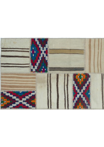 Teselya Bej Eskitme Etnik Modern Desenli Yün Hav Toz Vermez Leke Tutmayan Salon Yolluk Mutfak El Dokuma Halı fırsatları