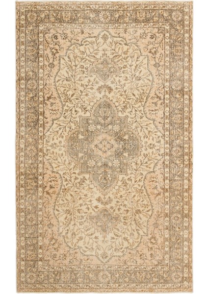 Teselya Bej Çizgili Yün Modern Desenli Yün Hav Toz Vermez Leke Tutmayan Salon Yolluk Mutfak El Dokuma Halı