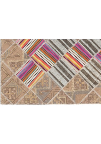 Teselya Bej Çizgili Yün Modern Desenli Yün Hav Toz Vermez Leke Tutmayan Salon Yolluk Mutfak El Dokuma Halı fırsatları