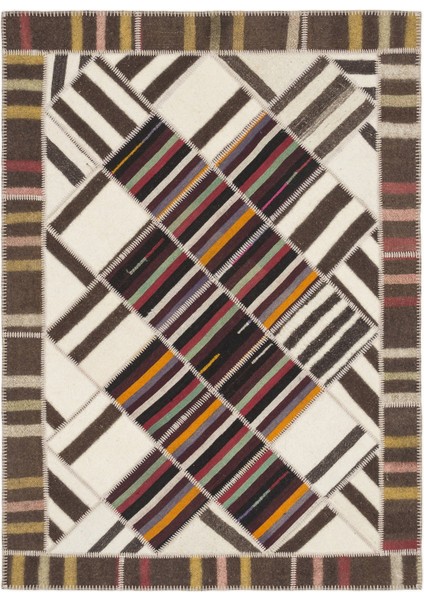 Atina Bej Eskitme Yün Modern Desenli Yün Hav Toz Vermez Leke Tutmayan Salon Yolluk Mutfak El Dokuma Halı