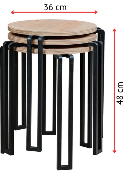 Linea Zigon 3’lü Sehpa Seti | Metal Gövde & Ahşap Tabla indirimleri