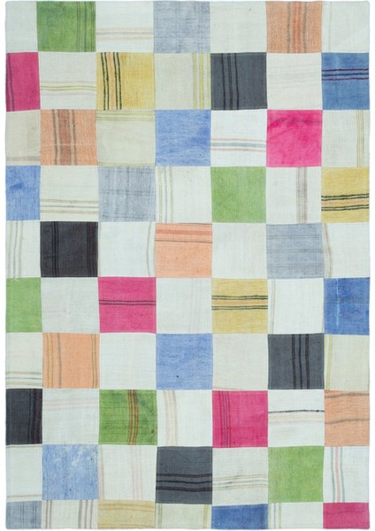 Iskece Kırmızı Eskitme Yün Modern Desenli Yün Hav Toz Vermez Leke Tutmayan Salon Yolluk Mutfak El Dokuma Halı