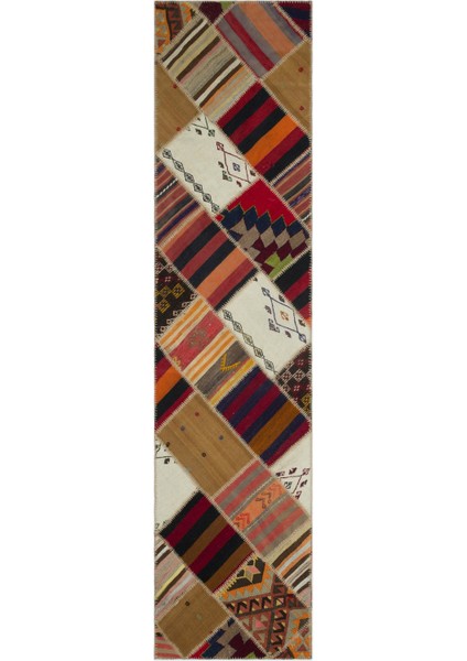 Teselya Bej Çizgili Yün Modern Desenli Yün Hav Toz Vermez Leke Tutmayan Salon Yolluk Mutfak El Dokuma Halı