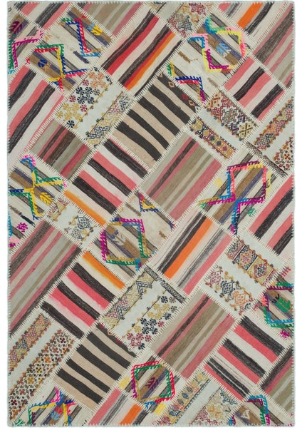 Atina Kahverengi Eskitme Yün Modern Desenli Yün Hav Toz Vermez Leke Tutmayan Salon Yolluk Mutfak El Dokuma Halı