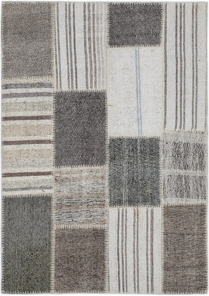 Teselya Bej Çizgili Yün Modern Desenli Yün Hav Toz Vermez Leke Tutmayan Salon Yolluk Mutfak El Dokuma Halı