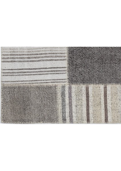 Teselya Bej Çizgili Yün Modern Desenli Yün Hav Toz Vermez Leke Tutmayan Salon Yolluk Mutfak El Dokuma Halı fırsatları