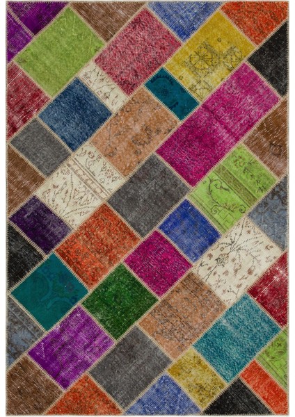 Atina Yeşil Eskitme Yün Modern Desenli Yün Hav Toz Vermez Leke Tutmayan Salon Yolluk Mutfak El Dokuma Halı