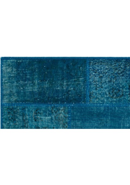 Teselya Turkuaz Patchwork Yün Modern Desenli Yün Hav Toz Vermez Leke Tutmayan Salon Yolluk Mutfak El Dokuma Halı indirimleri