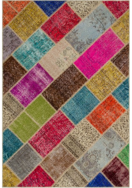 Atina Kırmızı Eskitme Yün Modern Desenli Yün Hav Toz Vermez Leke Tutmayan Salon Yolluk Mutfak El Dokuma Halı