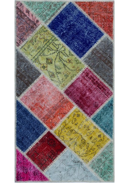 Kavala Kırmızı Göbekli Yün Modern Desenli Yün Hav Toz Vermez Leke Tutmayan Salon Yolluk Mutfak El Dokuma Halı