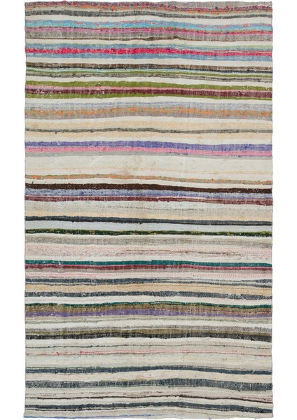 Girit Bej Çizgili Yün Modern Desenli Yün Hav Toz Vermez Leke Tutmayan Salon Yolluk Mutfak El Dokuma Halı