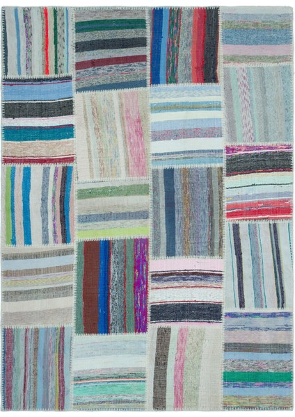 Girit Bej Çizgili Yün Modern Desenli Yün Hav Toz Vermez Leke Tutmayan Salon Yolluk Mutfak El Dokuma Halı