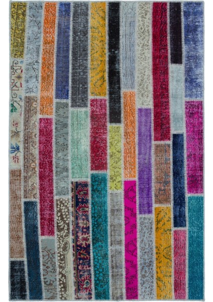 Iskece Yeşil Eskitme Yün Modern Desenli Yün Hav Toz Vermez Leke Tutmayan Salon Yolluk Mutfak El Dokuma Halı