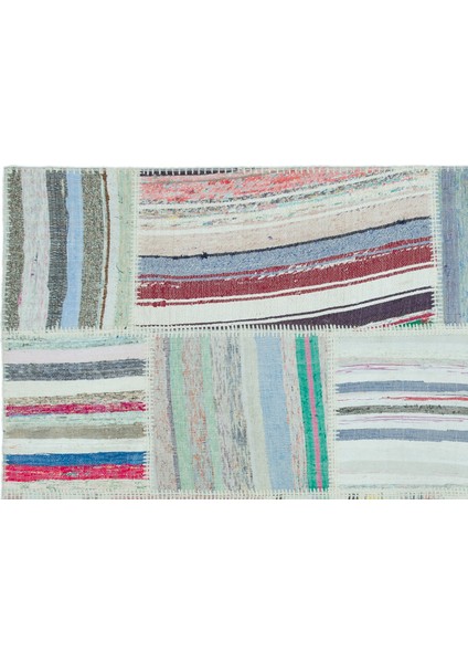 Teselya Mavi Patchwork Yün Modern Desenli Yün Hav Toz Vermez Leke Tutmayan Salon Yolluk Mutfak El Dokuma Halı fırsatları