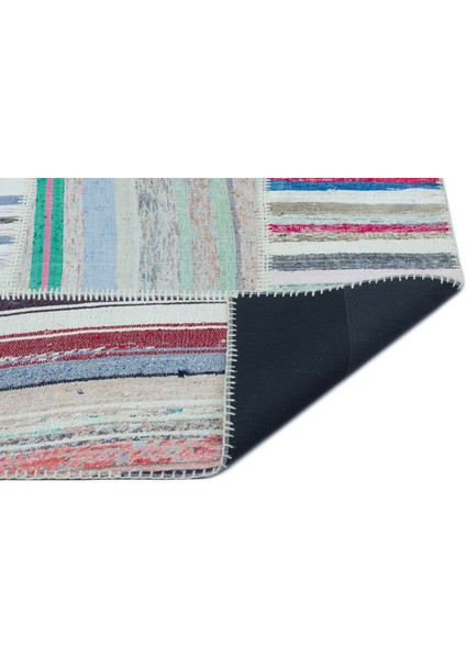 Teselya Mavi Patchwork Yün Modern Desenli Yün Hav Toz Vermez Leke Tutmayan Salon Yolluk Mutfak El Dokuma Halı indirimleri