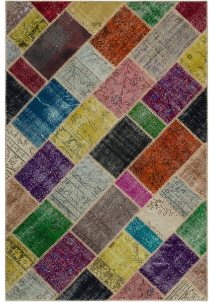 Atina Yeşil Eskitme Yün Modern Desenli Yün Hav Toz Vermez Leke Tutmayan Salon Yolluk Mutfak El Dokuma Halı