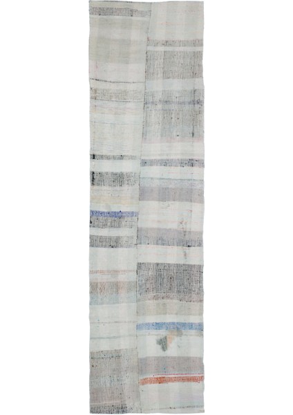 Girit Mavi Çizgili Yün Modern Desenli Yün Hav Toz Vermez Leke Tutmayan Salon Yolluk Mutfak El Dokuma Halı