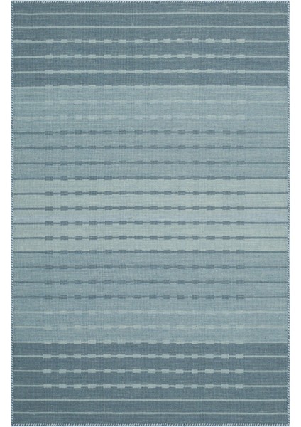 Teselya Bej Çizgili Yün Modern Desenli Yün Hav Toz Vermez Leke Tutmayan Salon Yolluk Mutfak El Dokuma Halı