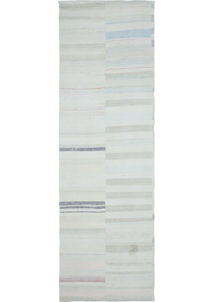 Teselya Bej Çizgili Yün Modern Desenli Yün Hav Toz Vermez Leke Tutmayan Salon Yolluk Mutfak El Dokuma Halı