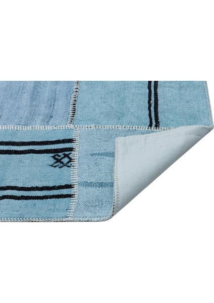 Iskece Turkuaz Eskitme Yün Modern Desenli Yün Hav Toz Vermez Leke Tutmayan Salon Yolluk Mutfak El Dokuma Halı fiyatları