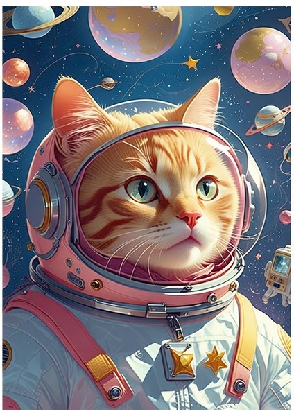 Astronot Kedi Mdf Tablo