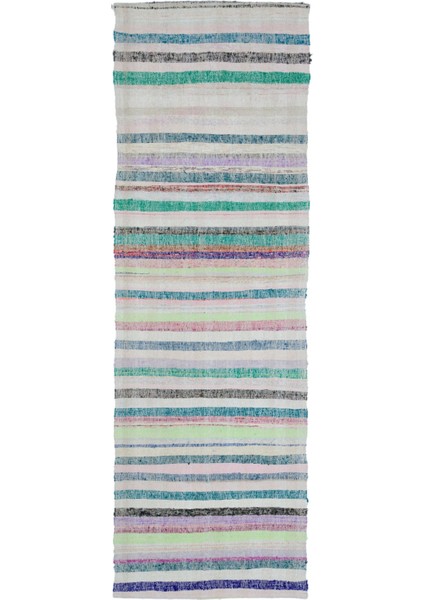 Teselya Bej Çizgili Yün Modern Desenli Yün Hav Toz Vermez Leke Tutmayan Salon Yolluk Mutfak El Dokuma Halı