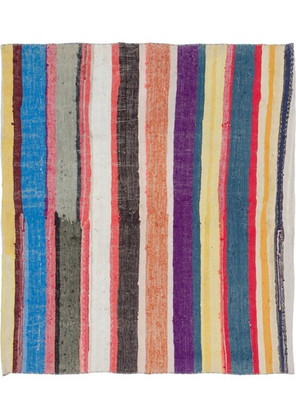 Teselya Bej Çizgili Yün Modern Desenli Yün Hav Toz Vermez Leke Tutmayan Salon Yolluk Mutfak El Dokuma Halı