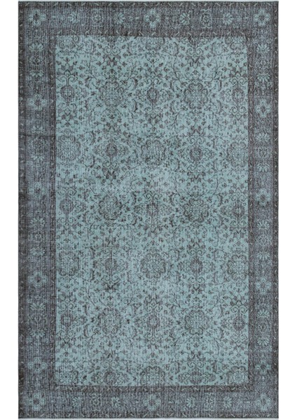 Atina Turkuaz Eskitme Yün Modern Desenli Yün Hav Toz Vermez Leke Tutmayan Salon Yolluk Mutfak El Dokuma Halı