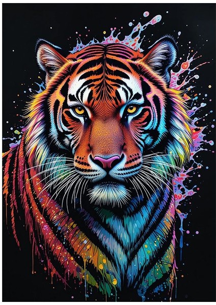 Renkli Kaplan Resmi Ahşap Tablo