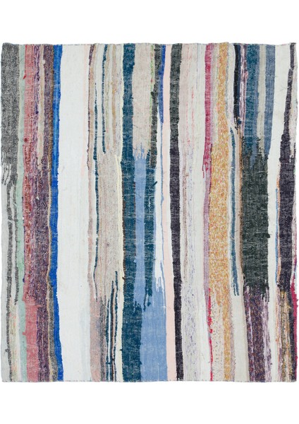 Teselya Bej Çizgili Yün Modern Desenli Yün Hav Toz Vermez Leke Tutmayan Salon Yolluk Mutfak El Dokuma Halı