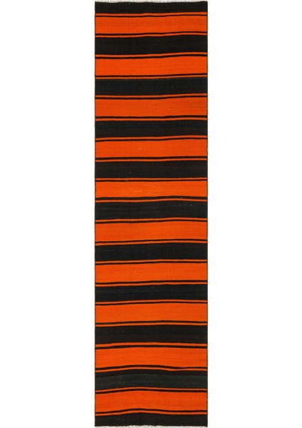 Teselya Gri Çizgili Yün Modern Desenli Yün Hav Toz Vermez Leke Tutmayan Salon Yolluk Mutfak El Dokuma Halı