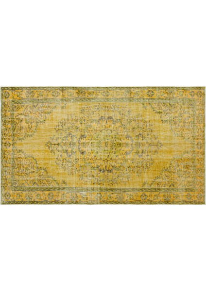 Sarı Göbekli Yün Modern Desenli Yün Hav Toz Vermez Leke Tutmayan Salon Yolluk Mutfak El Dokuma Halı